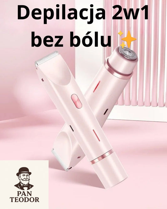 Dwugłowicowy Epilator Damski 2-w-1 | Do twarzy, ciała i okolic bikini | Bezbolesny, wodoodporny, precyzyjny ⚡💖