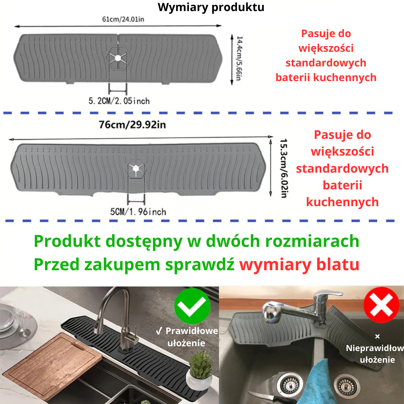 Silikonová podložka pod kuchyňské baterie - samovypouštěcí