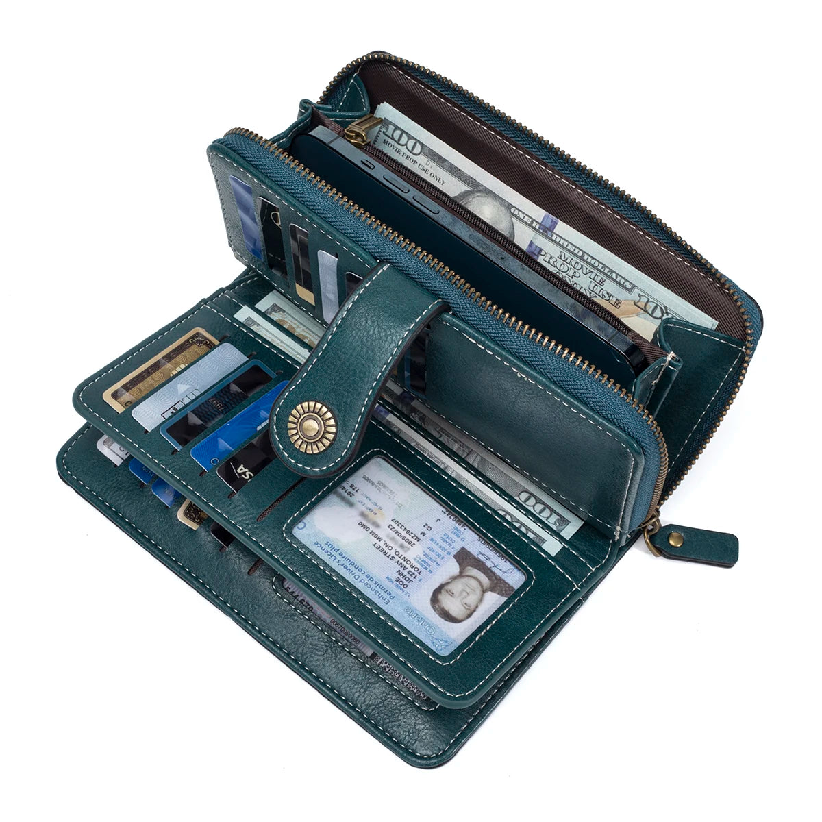 Długi portfel unisex z PU – elegancki, pojemny, z wieloma przegródkami