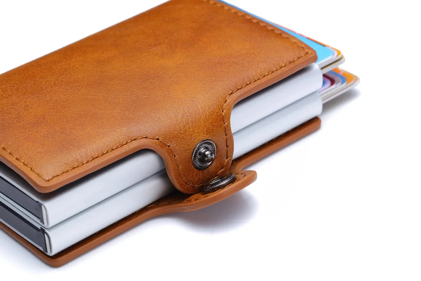 Męski portfel RFID z włókna węglowego – smukły, 14 kart, aluminiowy