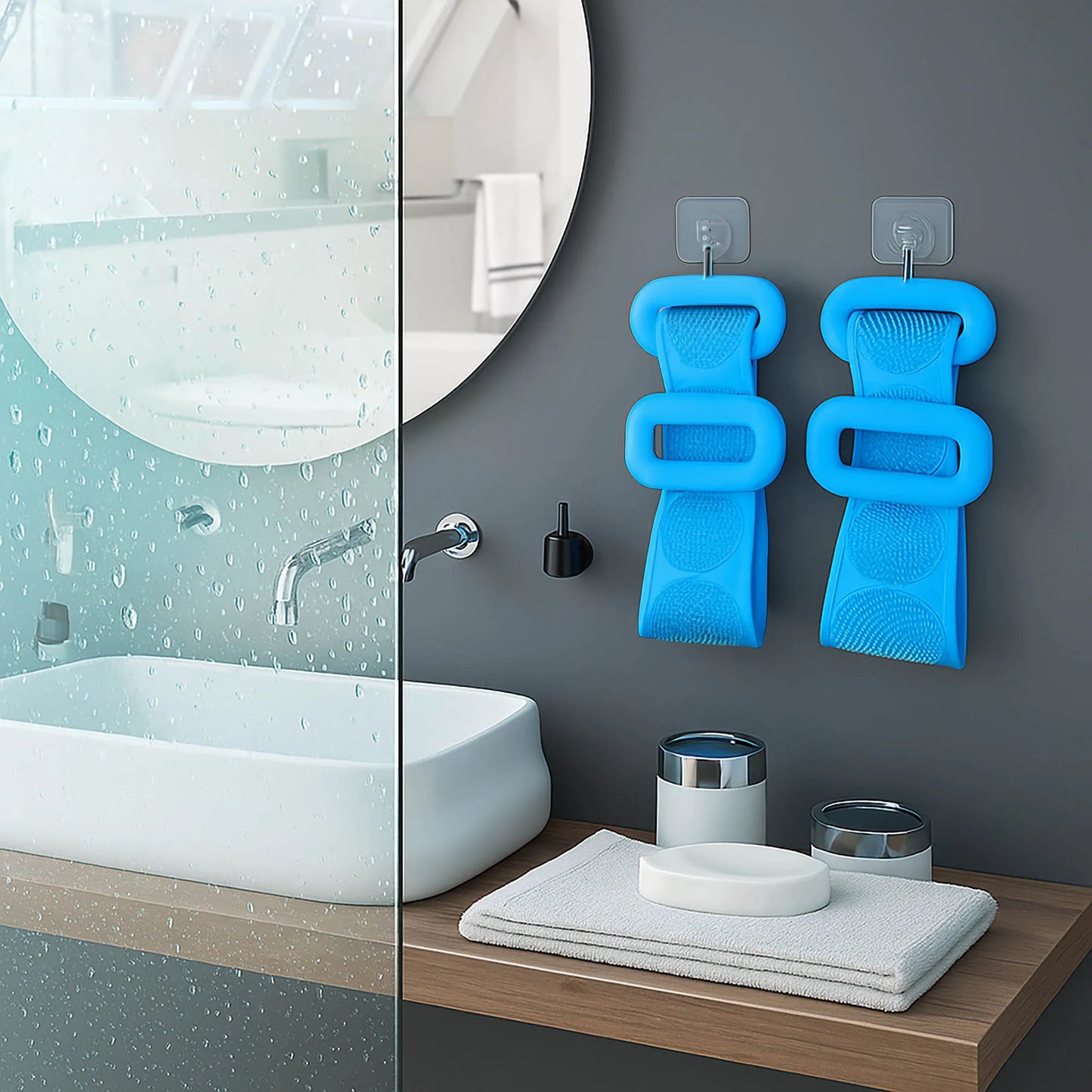 Dwustronna silikonowa szczotka do pleców z funkcją masażu – 62 cm