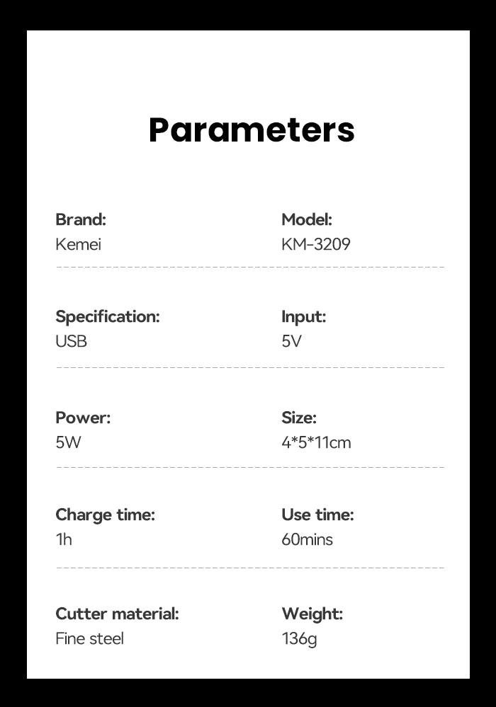 ✨ KEMEI KM-3209 – Profesjonalny Trymer do Brody i Wąsów | Stal Nierdzewna, 60 min pracy, 5W ⚡🧔