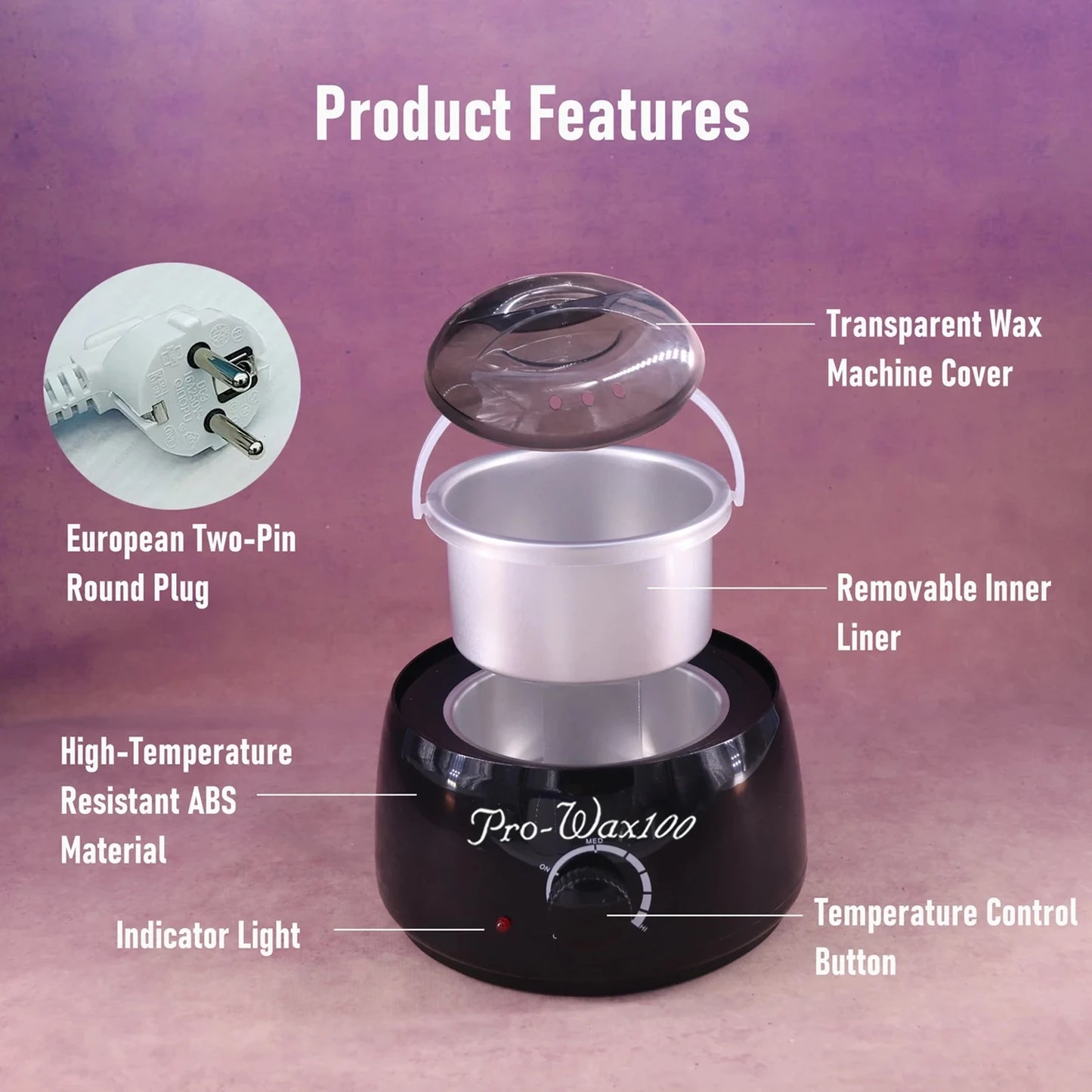 Profesjonalny podgrzewacz do wosku 100W – regulacja temperatury 30–120°C, parafina i wosk twardy