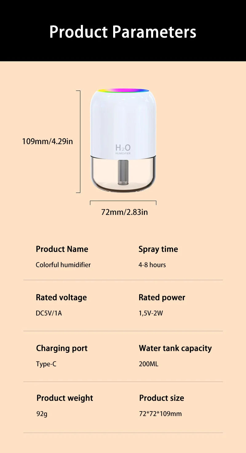 💧 Xiaomi MIJIA Mini – Ultrasoniczny Nawilżacz Powietrza USB | Cichy, Bezpieczny, Z Lampką Atmosferyczną 🌈
