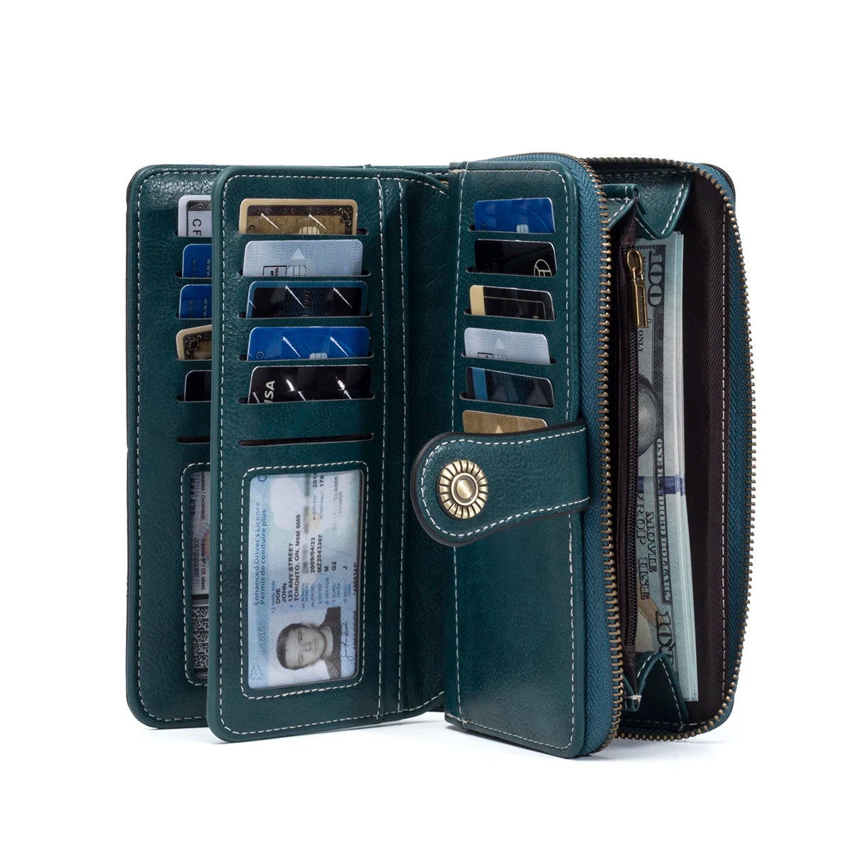 Długi portfel unisex z PU – elegancki, pojemny, z wieloma przegródkami